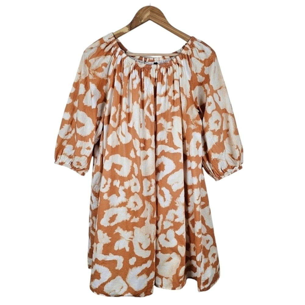Elizabeth And James Midi Balloon Dress Size Medium Orange Tie Dye Fall Holidays